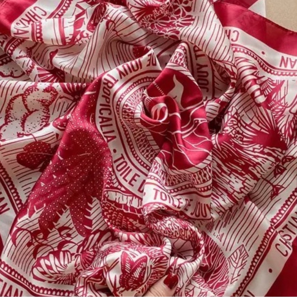 Printed RED/WHITE Scarf-Elegant
